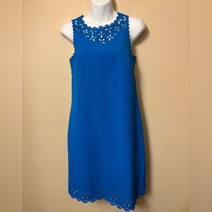 J. Crew Vibrant Blue floral cutout midi Dress size 0